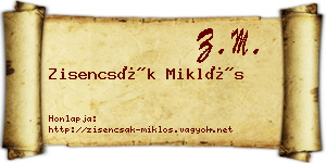 Zisencsák Miklós névjegykártya